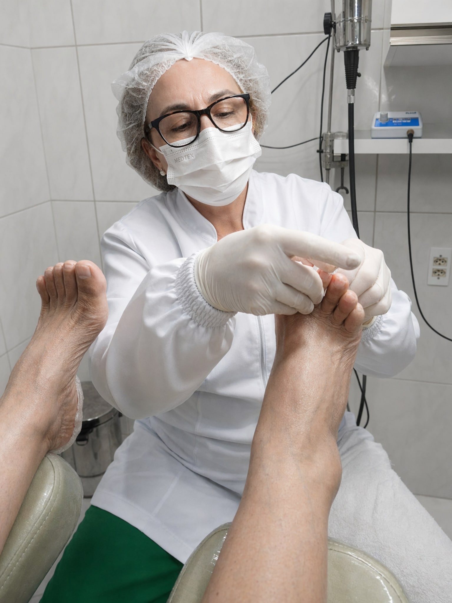 Profissional da ZL Podologia em contexto humano de atendimento clínico em Fortaleza - presença e acolhimento